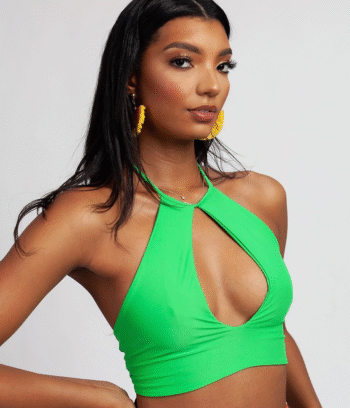 Green Keyhole Swim Top