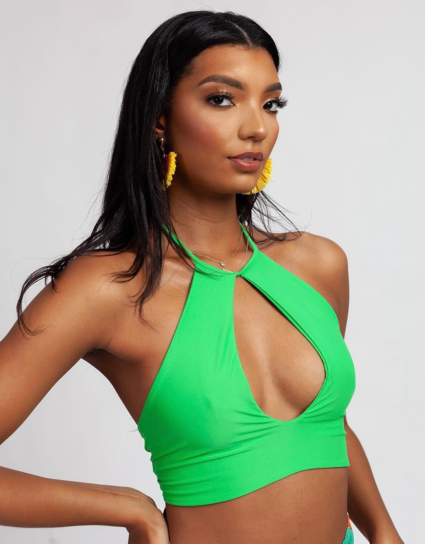 Green Keyhole Swim Top